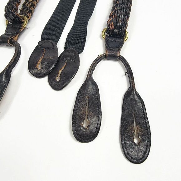 Martin Dingman Braided Leather Button Suspenders Black Very Nice Condition - Picture 7 of 14